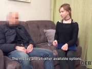 Debt4k. Lovely redhead Alice Klay should suck and ride dick of loan collect 8/16