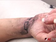 Busty brunette Hunter Bryce squirts then gets tattooed 13/16