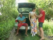 HUNT4K. Outdoor sex for cash makes happy hunter, girl, and her man 9/16