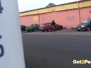 This Babe Pees In Front Of Passing Traffic! 2/16