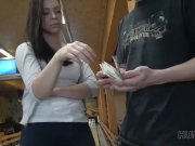 HUNT4K. Brunette sucks cock and gives pussy for drilling for cash 3/16