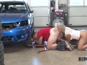 RIM4K. Dame with big boobs is licking anus in the car repair shop 13/16
