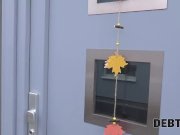 DEBT4k. Unemployed brunette has debts thats why she undresses 1/16