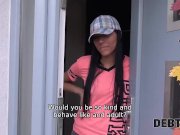 DEBT4k. Unemployed brunette has debts thats why she undresses 3/16