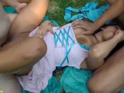 busty stepsisters outdoor group banged 14/16