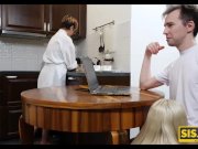 SIS. PORN. Girl with playful eye hides from stepmom for quick sex with step 8/16