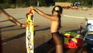 Fresh young nudists Beautiful fresh faced teen plays at the beach
