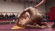 Gay nake wrestling - Four strong men wrestle and fuck