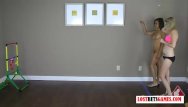 Penis toss wank - Two beautiful ladies strip while playing toss the balls