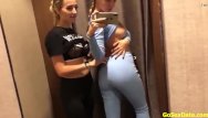 Lesbian coprofilia - Cute lesbian teens have some fun in the changing room