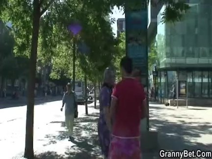 Guy picks up and busty granny for sex